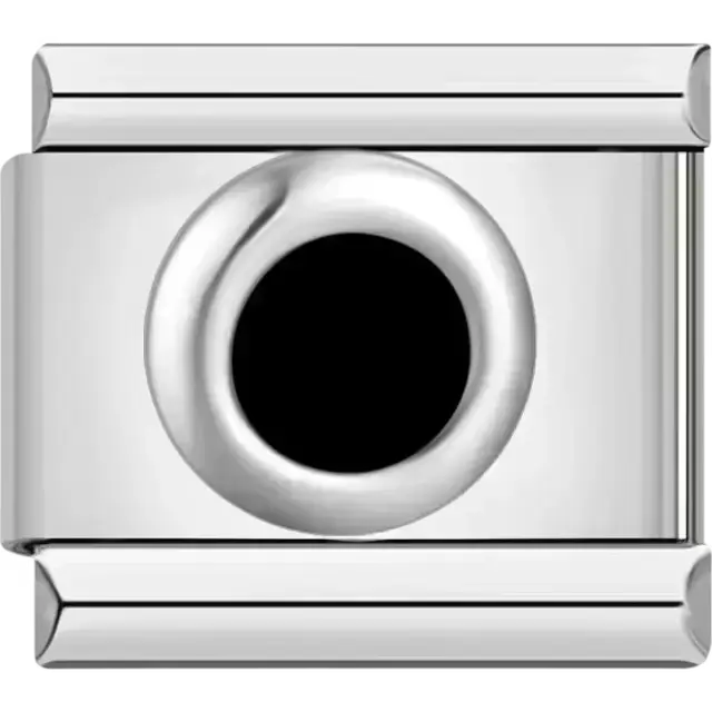 Black circular design Italian charm bracelet link