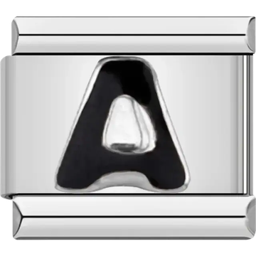 Black letter "A" Italian charm bracelet link