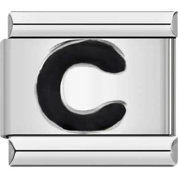 Black letter “C” Italian charm bracelet link