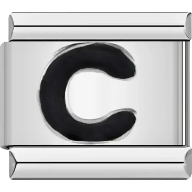 Black letter “C” Italian charm bracelet link