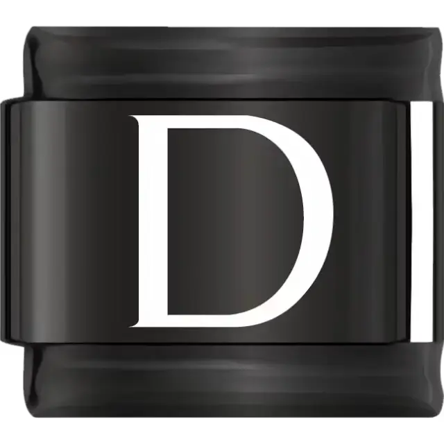 White uppercase letter D on a black background Italian charm bracelet link
