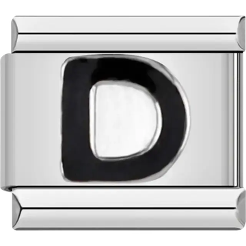 Black letter “D” Italian charm bracelet link