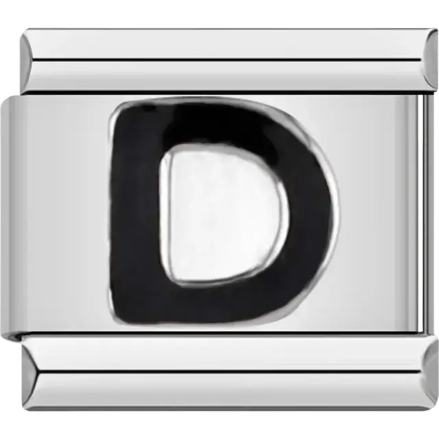 Black letter “D” Italian charm bracelet link