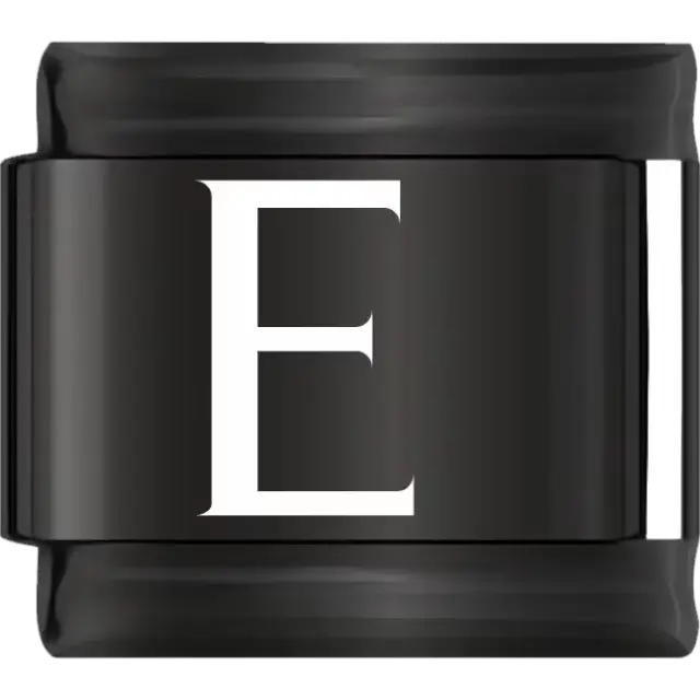 White uppercase letter E on a black background Italian charm bracelet link