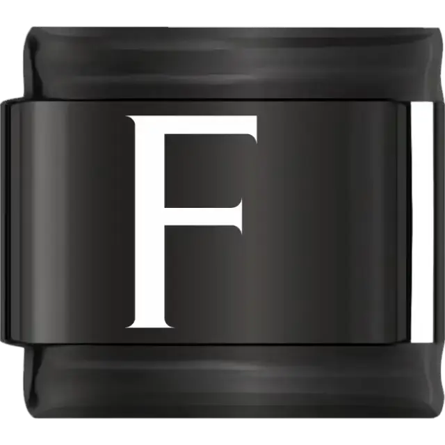 White uppercase letter F on a black background Italian charm bracelet link