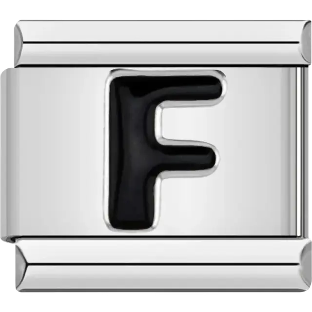Black letter “F” Italian charm bracelet link