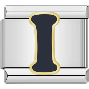 Black letter "I" Italian charm bracelet link