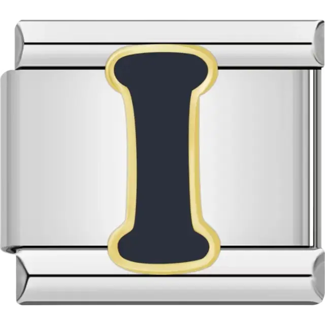 Black letter "I" Italian charm bracelet link