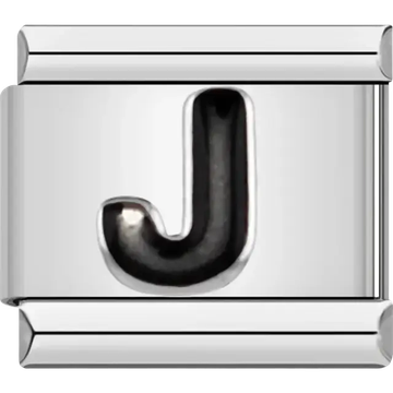 Black letter “J” Italian charm bracelet link