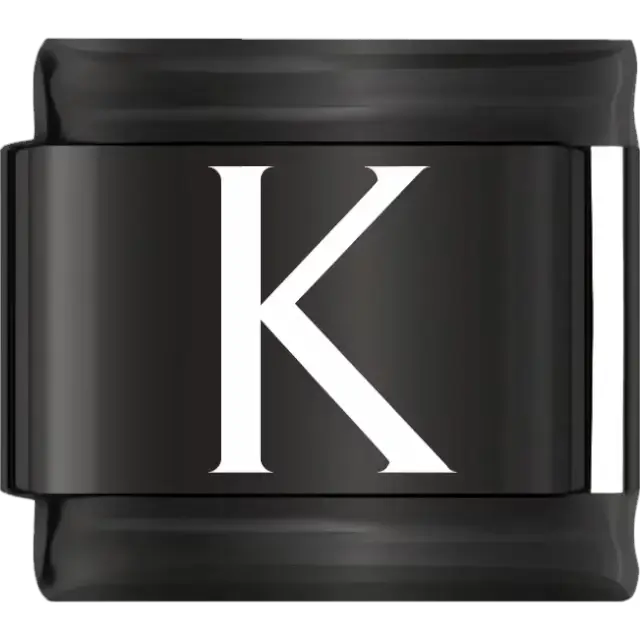 White uppercase letter K on a black background Italian charm bracelet link