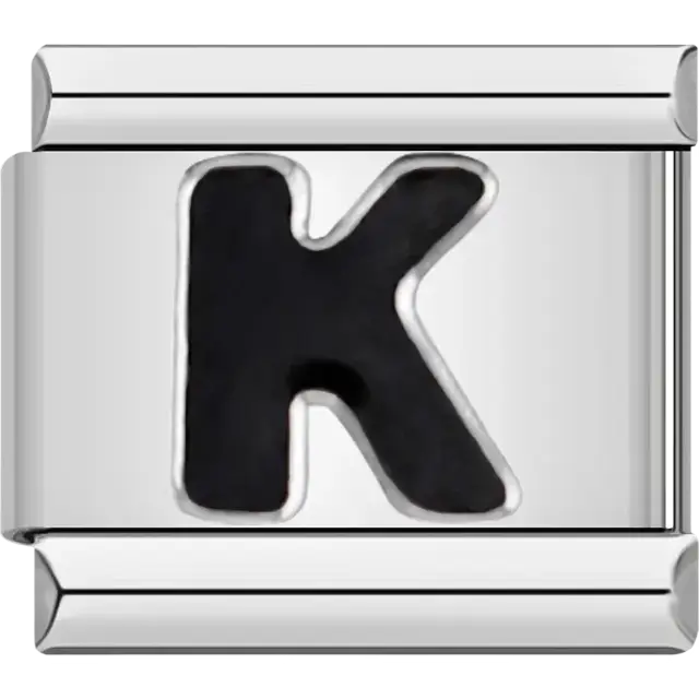 Black letter “K” Italian charm bracelet link