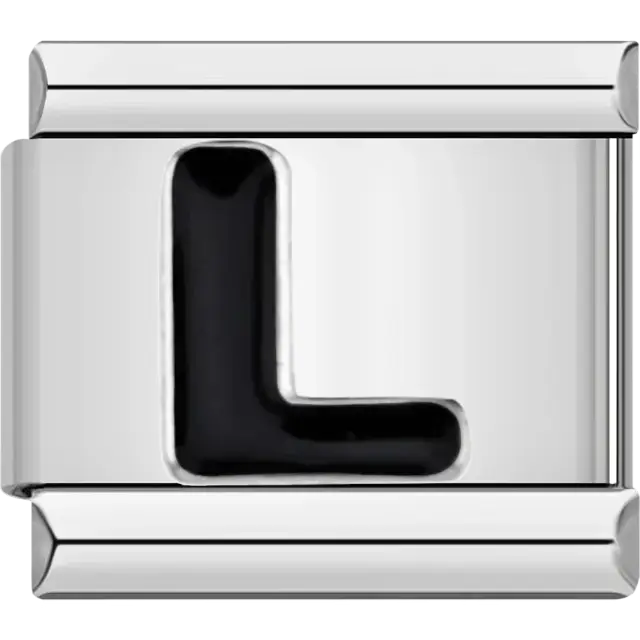 Black letter “L” Italian charm bracelet link