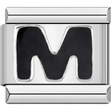 Black letter “M” Italian charm bracelet link