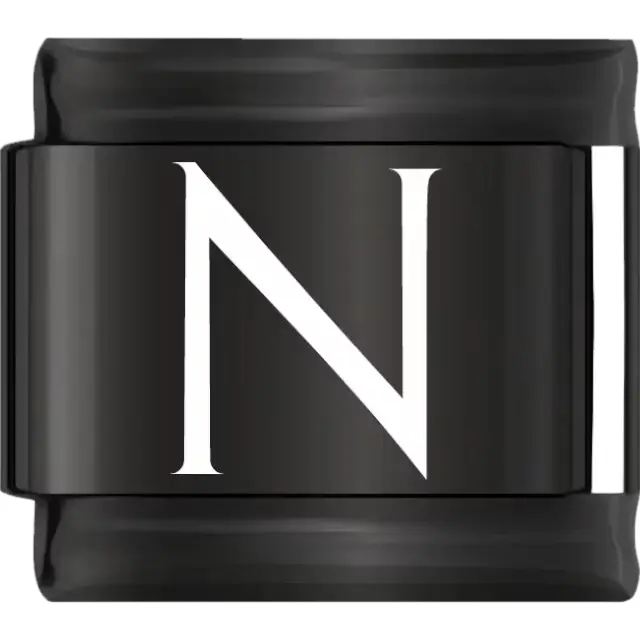 White uppercase letter N on a black background Italian charm bracelet link