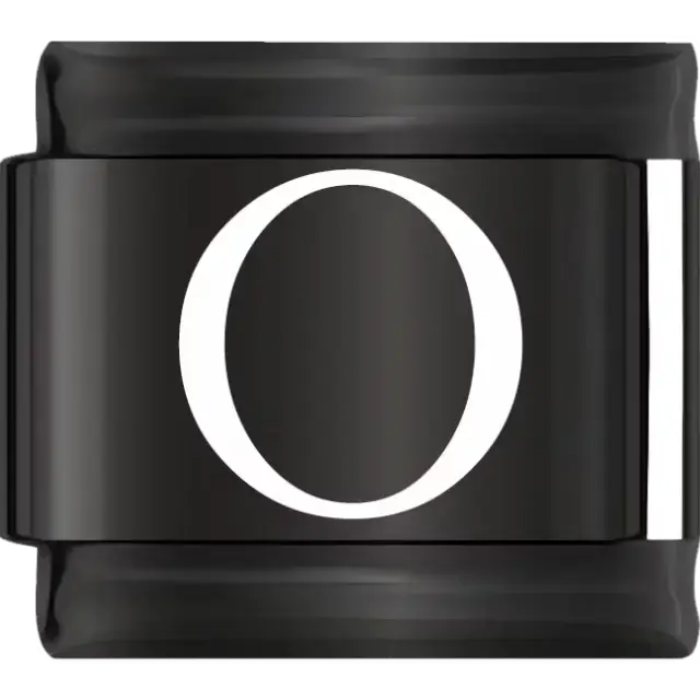 White uppercase letter O on a black background Italian charm bracelet link