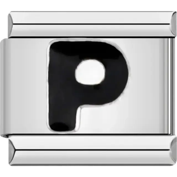 Black letter “P” Italian charm bracelet link
