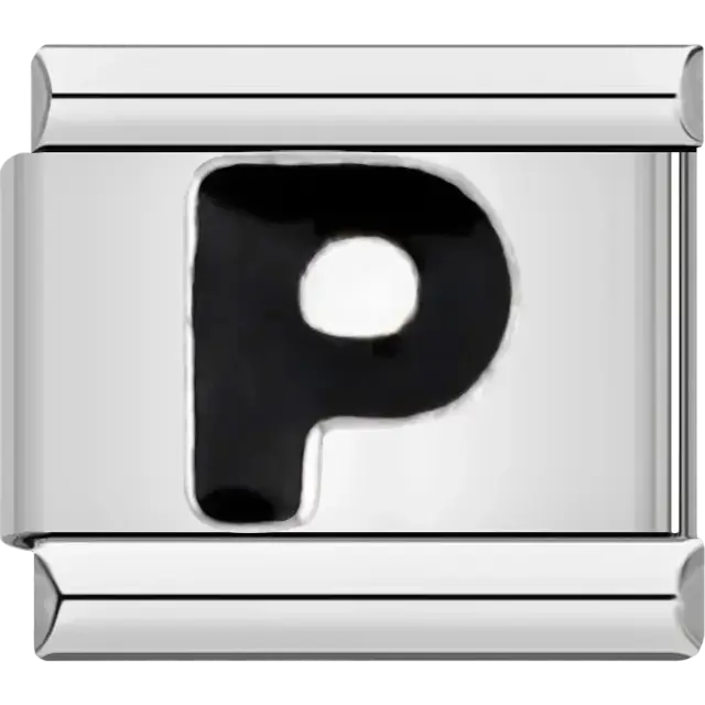 Black letter “P” Italian charm bracelet link