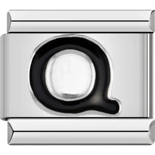 Black letter “Q” Italian charm bracelet link