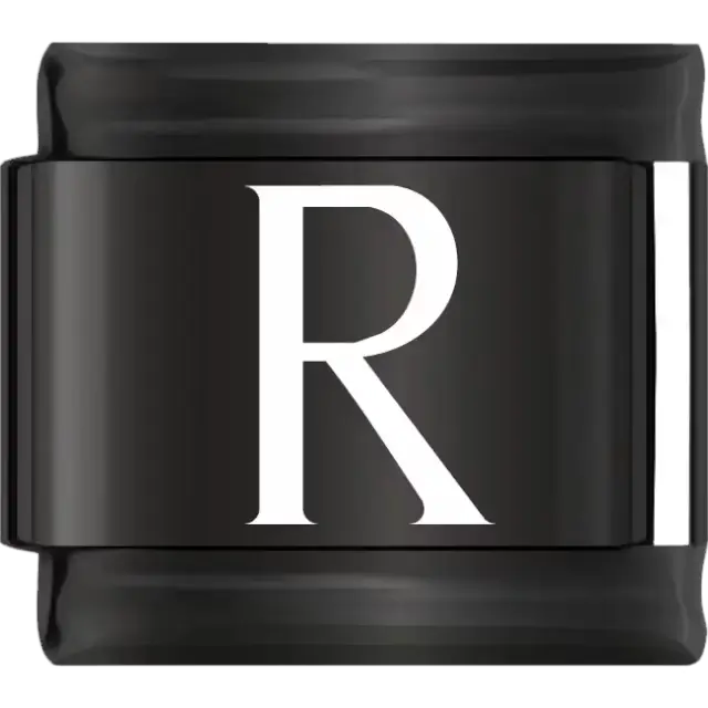 White uppercase letter R on a black background Italian charm bracelet link