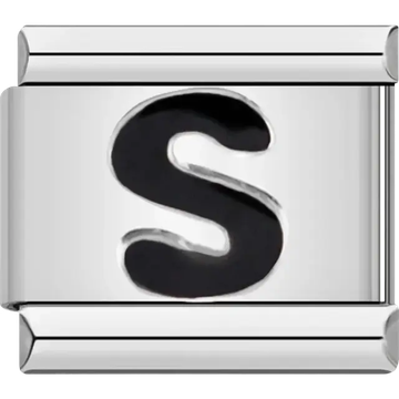 Black letter “S” Italian charm bracelet link