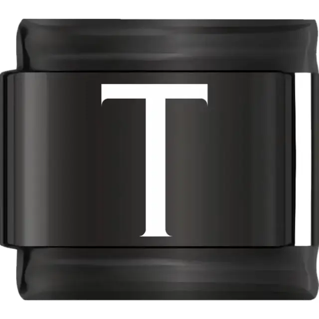 White uppercase letter T on a black background Italian charm bracelet link