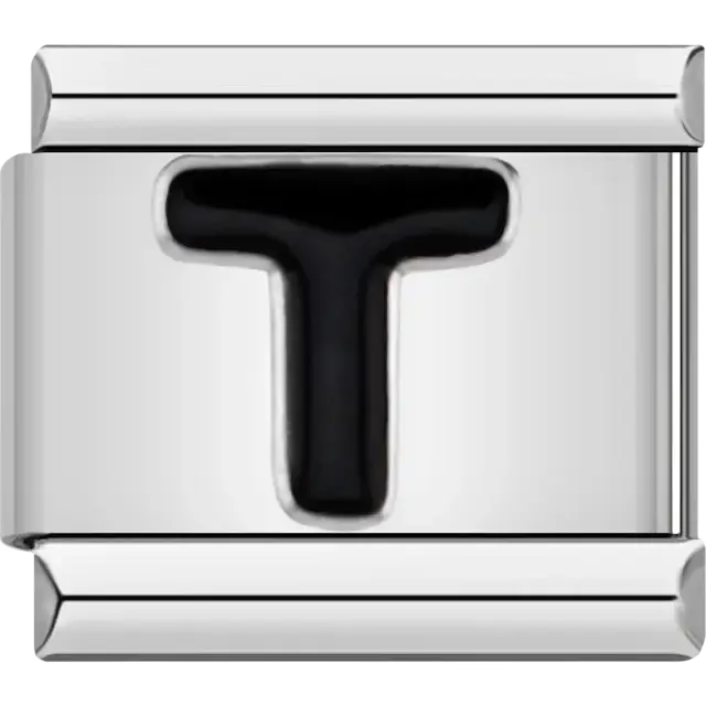 Black letter “T” Italian charm bracelet link