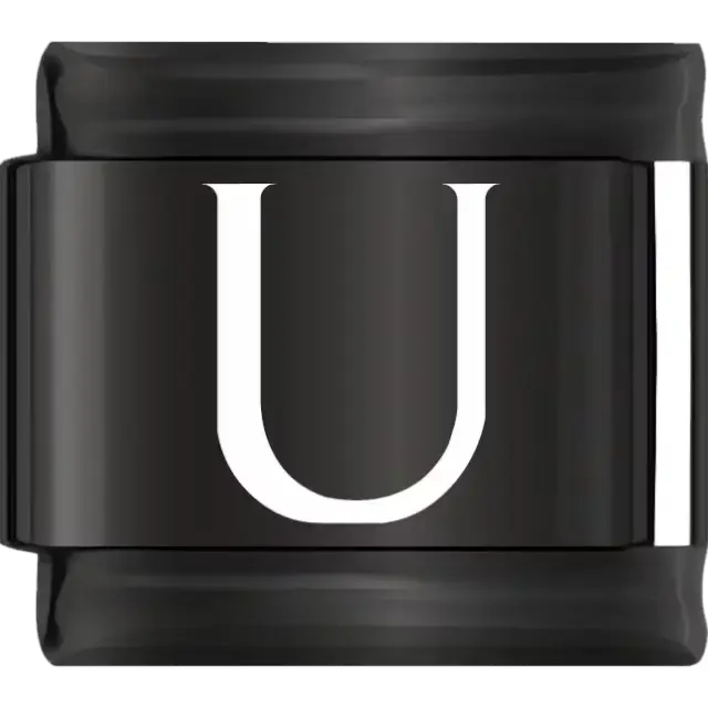 White uppercase letter U on a black background Italian charm bracelet link
