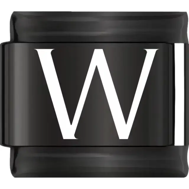 White uppercase letter W on a black background Italian charm bracelet link