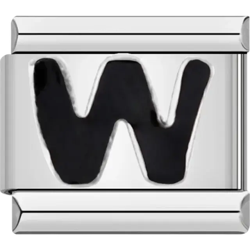 Black letter “W” Italian charm bracelet link