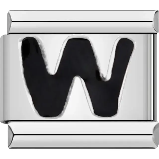 Black letter “W” Italian charm bracelet link