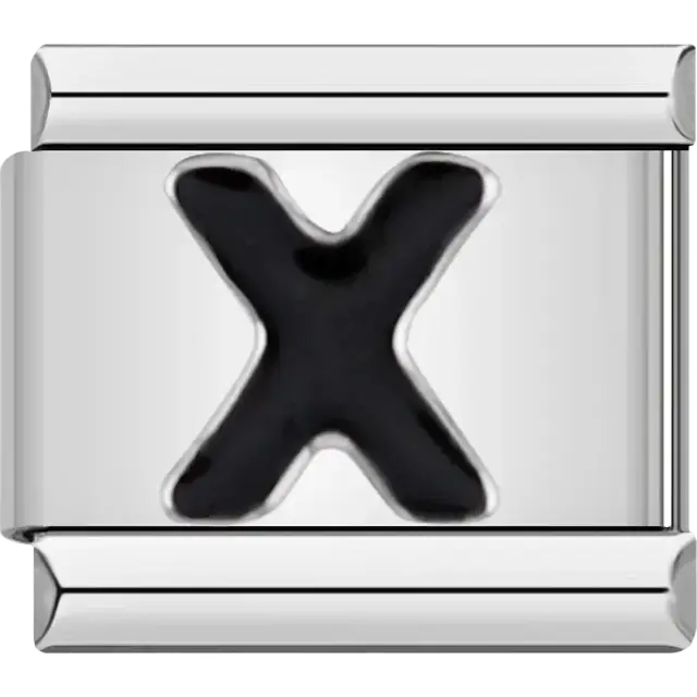 Black letter “X” Italian charm bracelet link