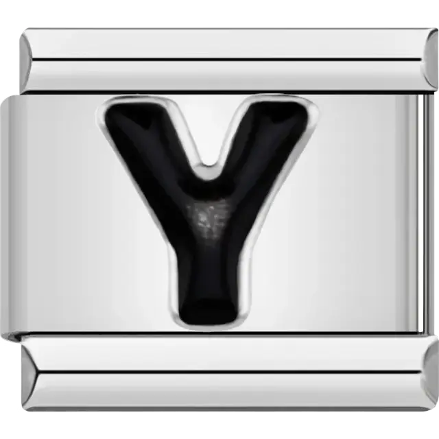 Black letter “Y” Italian charm bracelet link