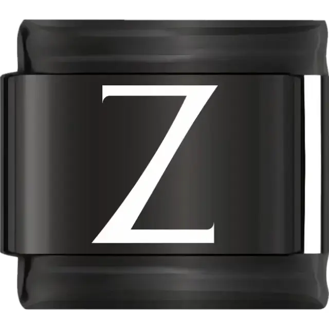 White uppercase letter Z on a black background Italian charm bracelet link