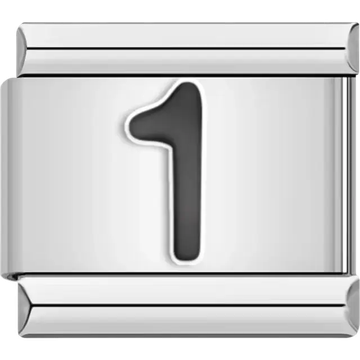 Black number "1" Italian charm bracelet link