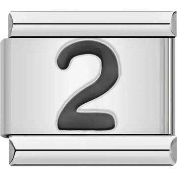 Black number "2" Italian charm bracelet link