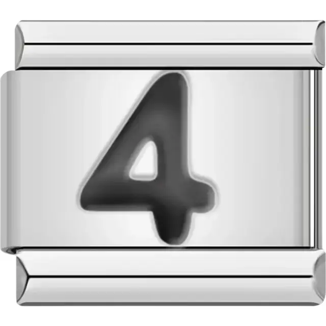 Black number "4" Italian charm bracelet link