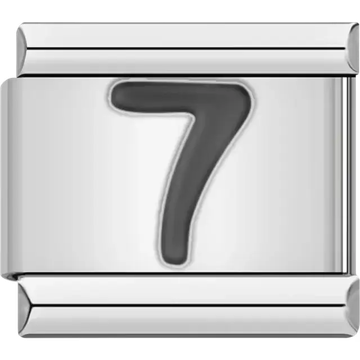 Black number "7" Italian charm bracelet link