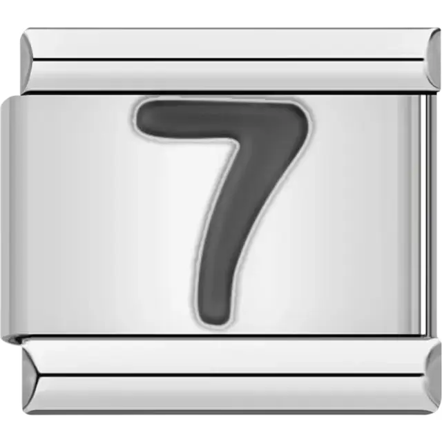 Black number "7" Italian charm bracelet link