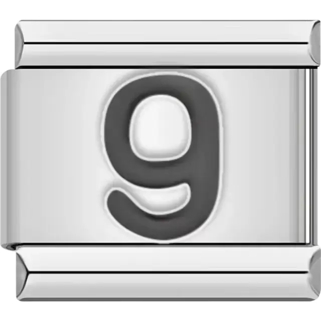 Black number "9" Italian charm bracelet link