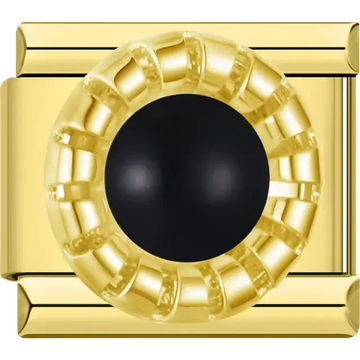 Black round pearl Italian charm bracelet link