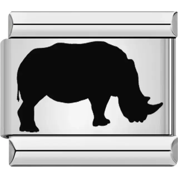 Black rhinoceros silhouette Italian charm bracelet link