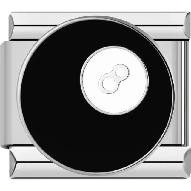 Black snooker ball number 8 Italian charm bracelet link