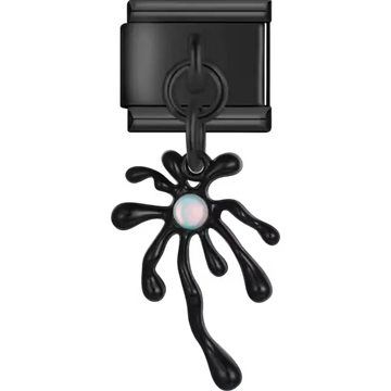 Black splatter-shaped dangle opal centerpiece Italian charm bracelet link
