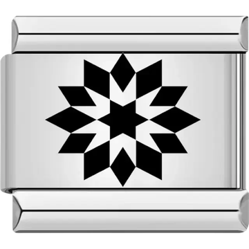 Black geometric star pattern Italian charm bracelet link