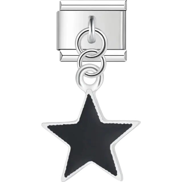 Black star pendant Italian charm bracelet link