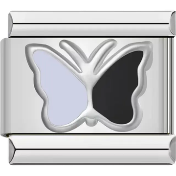 Blue and black butterfly Italian charm bracelet link