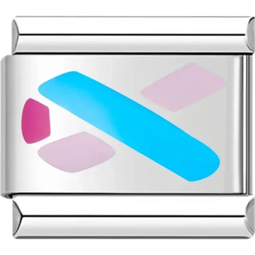 Blue and pink awareness ribbon Italian charm bracelet link