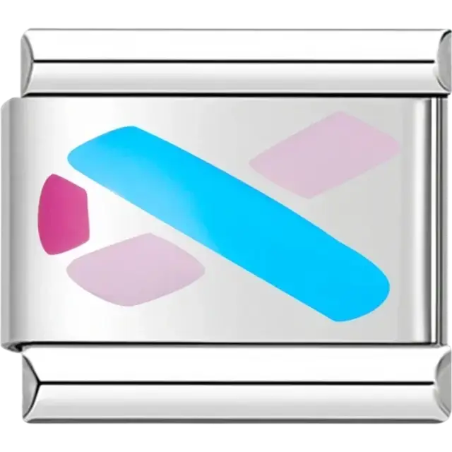 Blue and pink awareness ribbon Italian charm bracelet link