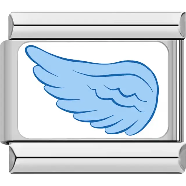 Light blue angel wing white background Italian charm bracelet link