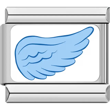 Light blue angel wing white background Italian charm bracelet link